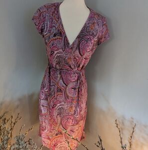Ann Taylor Pink Purple Paisley Dress Sz4